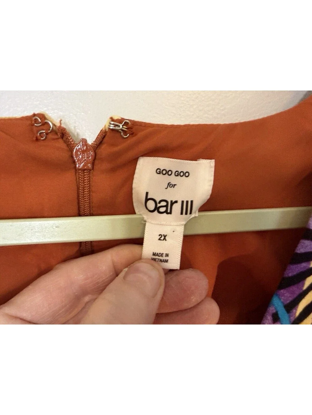 Bar III X GooGoo Atkins Abstract Artsy Puff Sleeve Vneck Multicolor Dress 2X